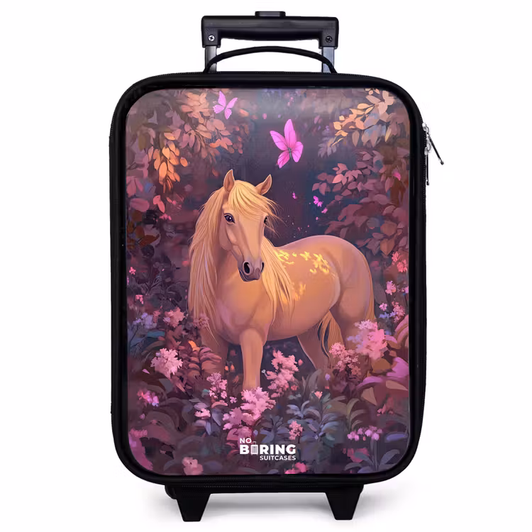 Valise enfant - Cheval - Fleurs - Violet - Papillon — 1