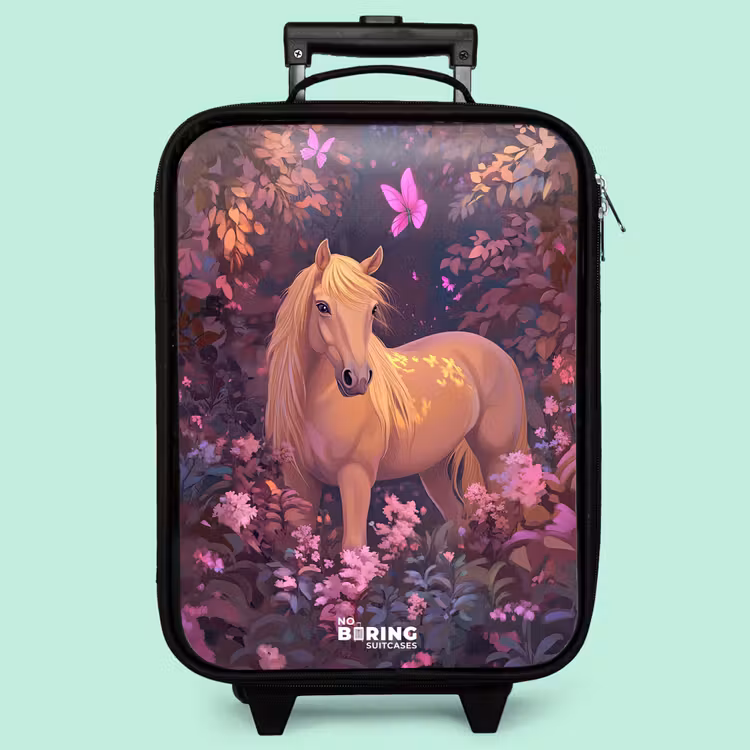 Valise enfant - Cheval - Fleurs - Violet - Papillon — 3