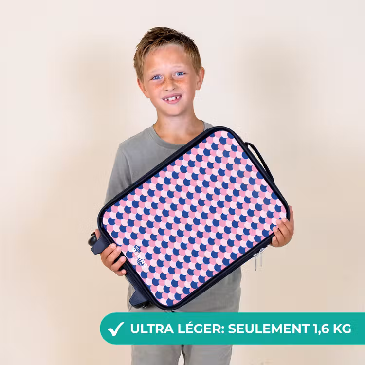 Valise enfant - Écailles - Motif - Bleu - Rose — 2