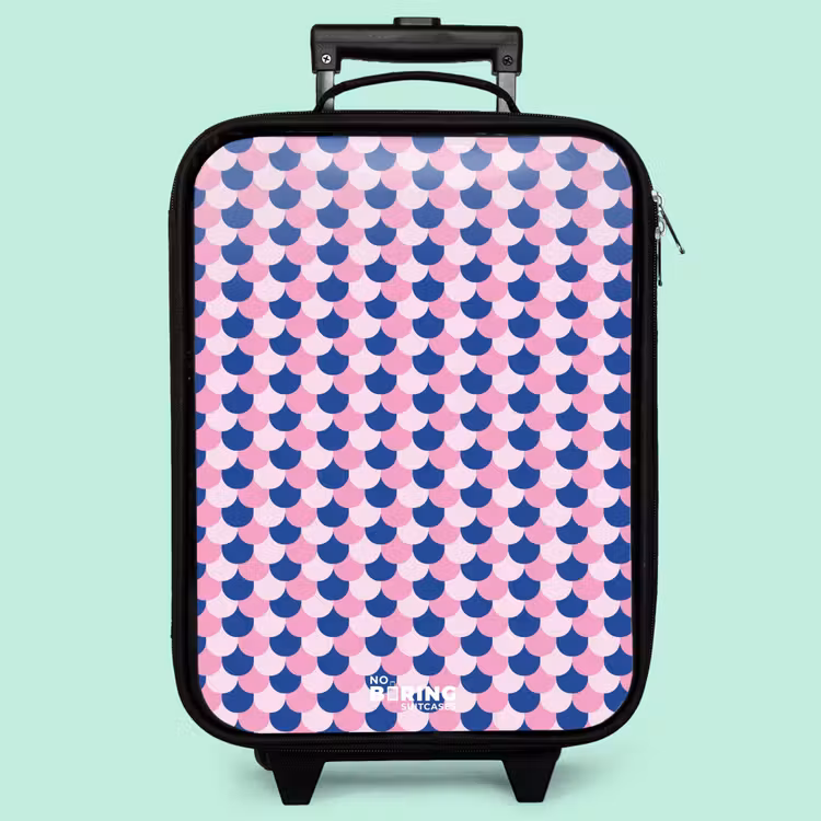 Valise enfant - Écailles - Motif - Bleu - Rose — 3