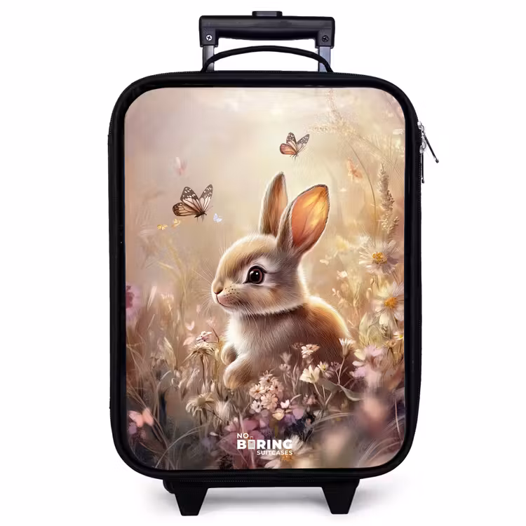 Valise enfant - Fleurs - Marron - Lapin - Papillon — 1