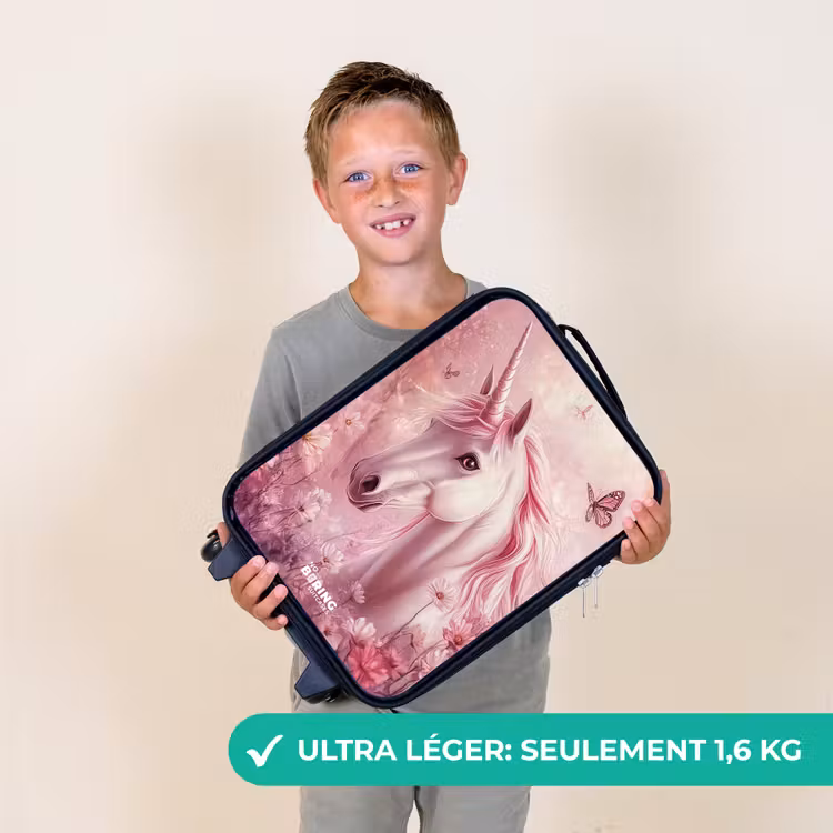 Valise enfant - Licorne - Rose - Papillons - Fleurs — 2