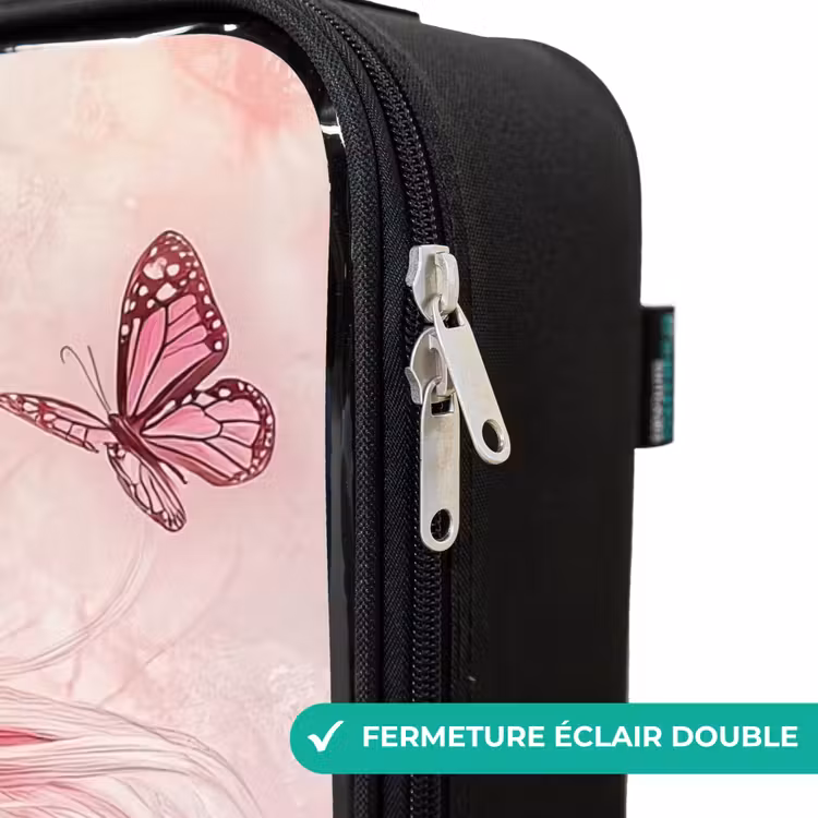 Valise enfant - Licorne - Rose - Papillons - Fleurs — 6
