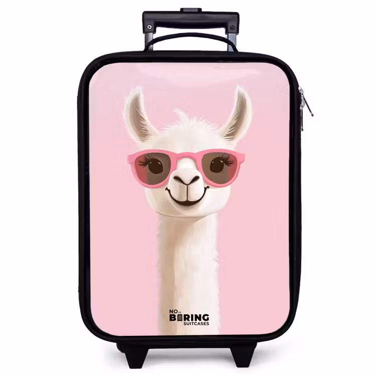Valise enfant - Llama - Blanc - Lunettes de soleil - Cils — 1