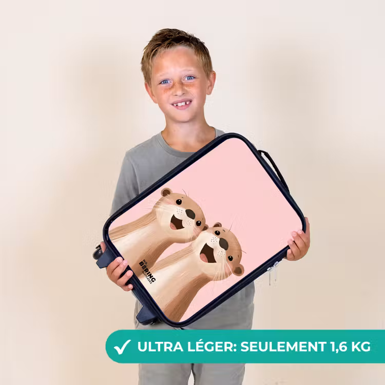 Valise enfant - Loutre - Sourire - Rose - Illustration — 2