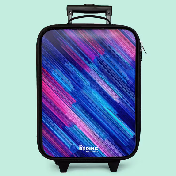 Valise enfant - Néon - Rayures - Abstrait - Bleu - Rose — 3