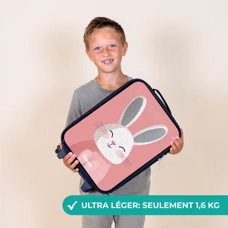 Valise enfant - Rose - Lapin - Sourire - Illustration — 2