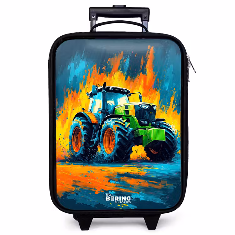 Valise enfant - Tracteur - Vert - Abstrait - Coups de pinceau — 1