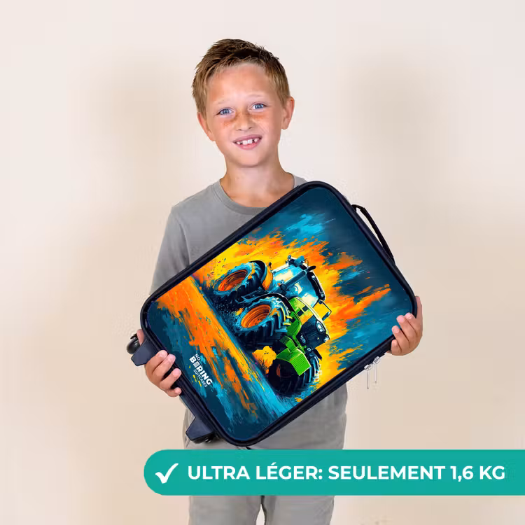 Valise enfant - Tracteur - Vert - Abstrait - Coups de pinceau — 2