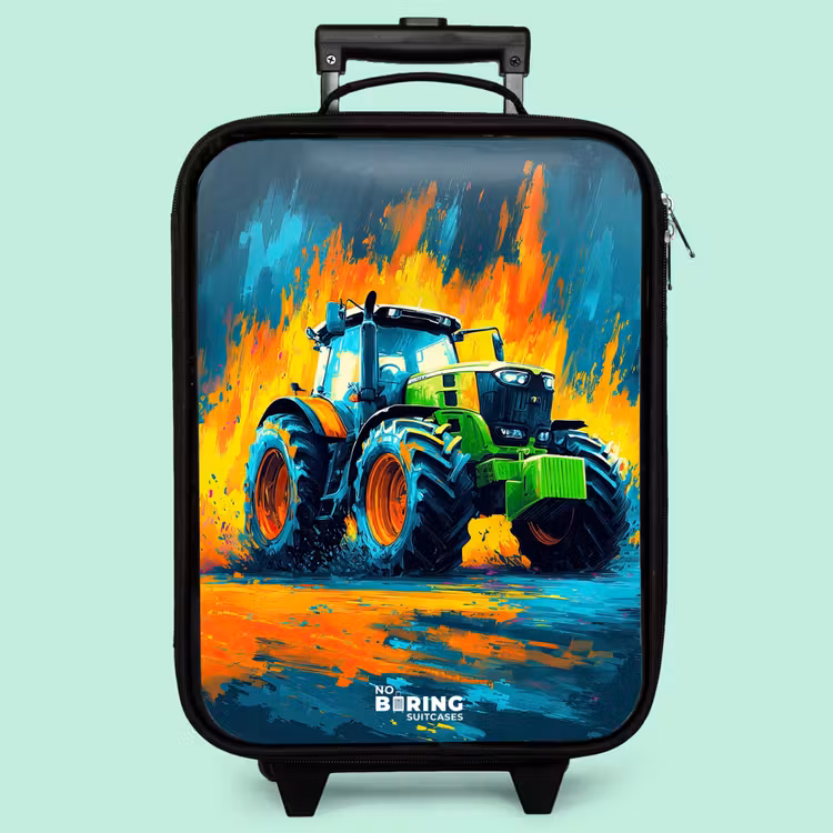 Valise enfant - Tracteur - Vert - Abstrait - Coups de pinceau — 3