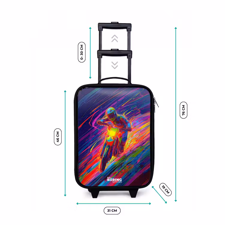 Valise enfant - Vélo de cross - Couleurs néon - Lignes - Casque — 7