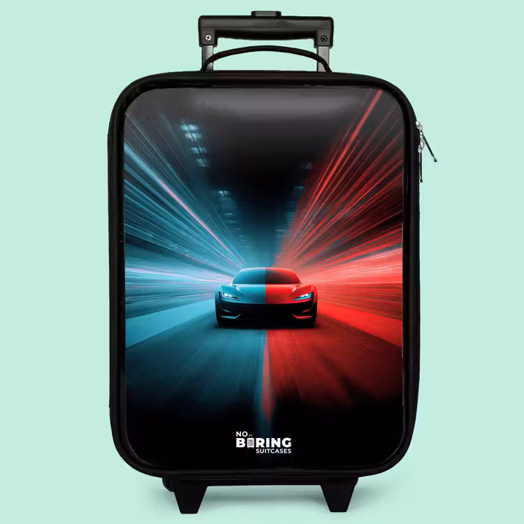 Valise enfant - Voiture de sport - Faisceaux lumineux - Néon - Bleu — 3