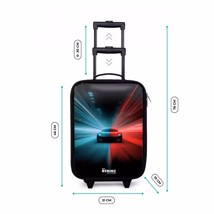Valise enfant - Voiture de sport - Faisceaux lumineux - Néon - Bleu — 7
