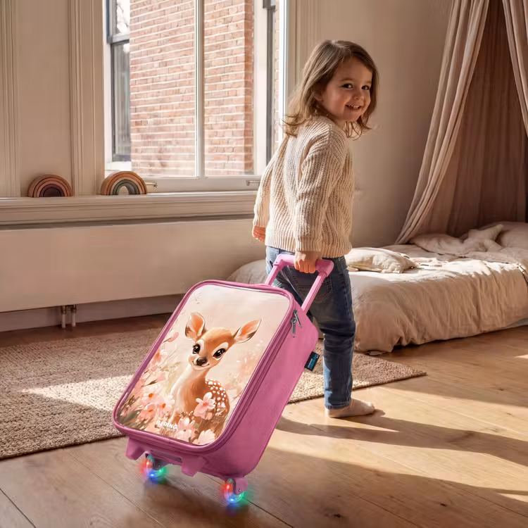 Valise enfant - Rose - Cerf - Yeux - Points - Fleurs — 2
