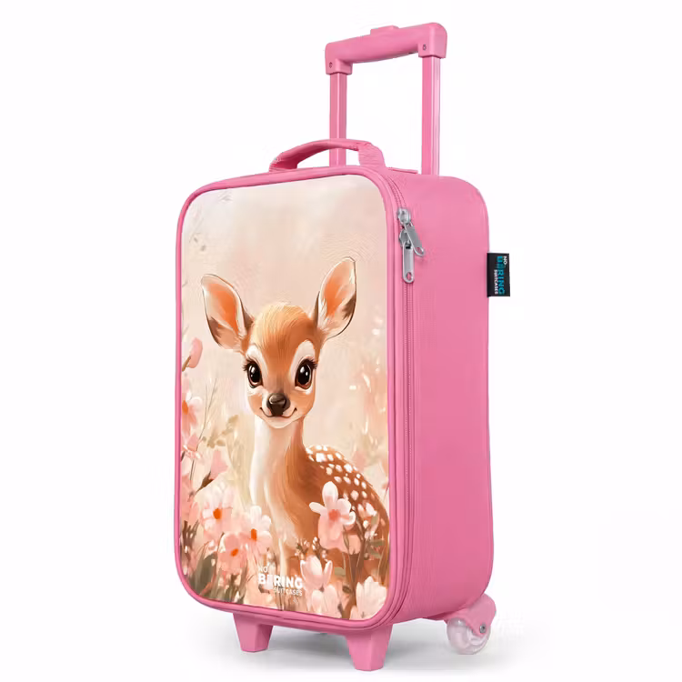 Valise enfant - Rose - Cerf - Yeux - Points - Fleurs — 8