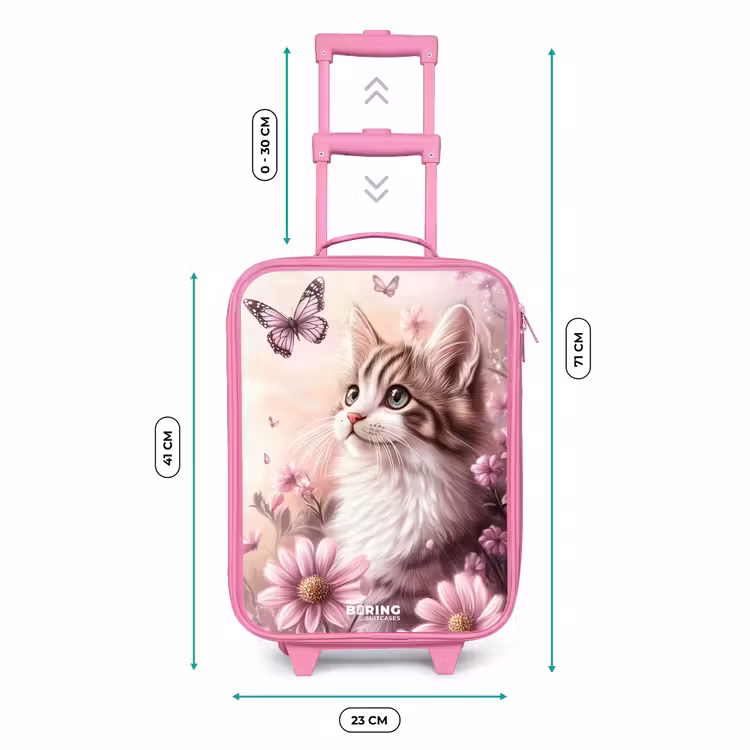 Valise enfant - Rose - Chat - Mauve - Papillons - Fleurs — 6