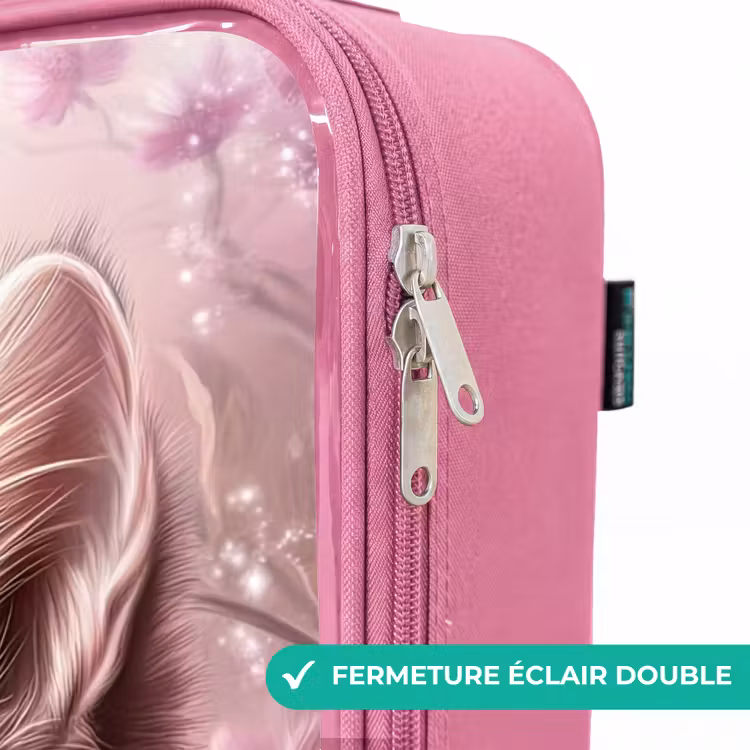 Valise enfant - Rose - Chat - Mauve - Papillons - Fleurs — 7