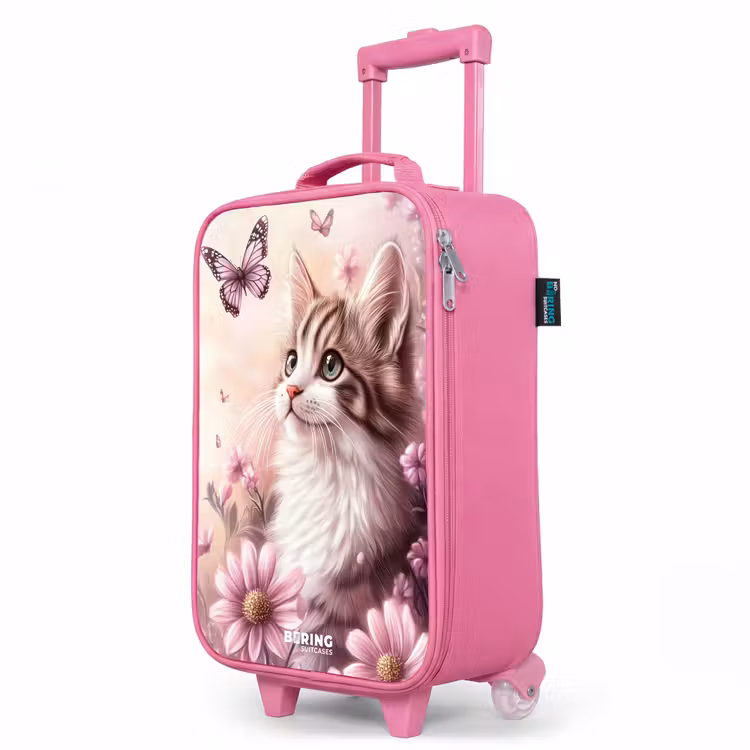 Valise enfant - Rose - Chat - Mauve - Papillons - Fleurs — 8