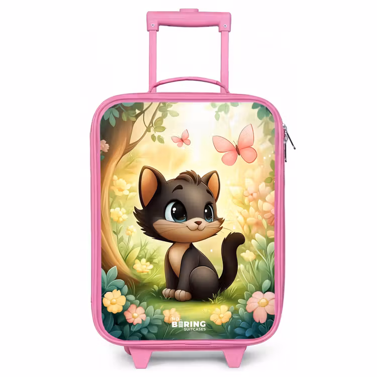 Valise enfant - Rose - Chat - Papillon - Fleurs — 1