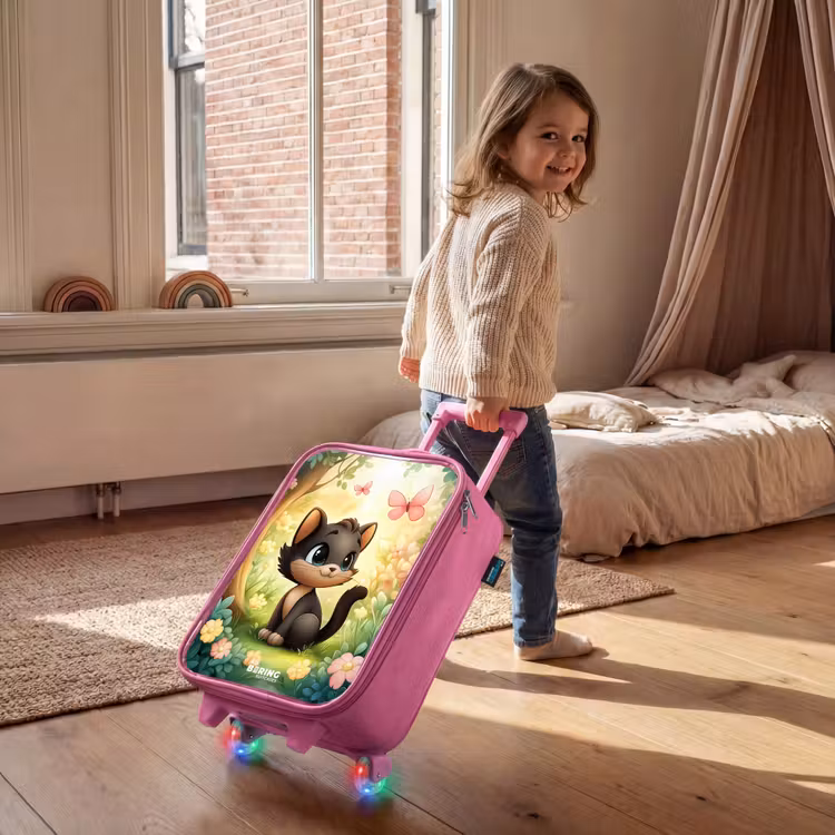 Valise enfant - Rose - Chat - Papillon - Fleurs — 2