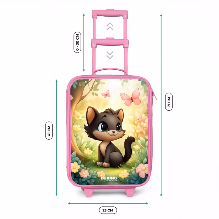 Valise enfant - Rose - Chat - Papillon - Fleurs — 6