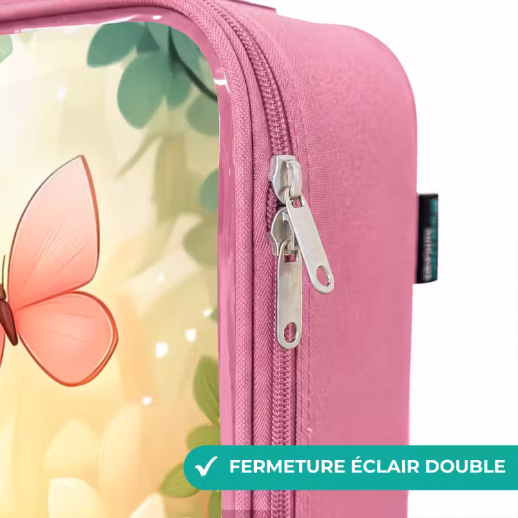 Valise enfant - Rose - Chat - Papillon - Fleurs — 7