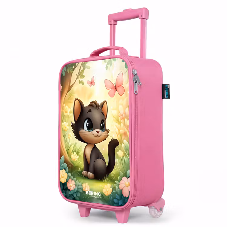Valise enfant - Rose - Chat - Papillon - Fleurs — 8
