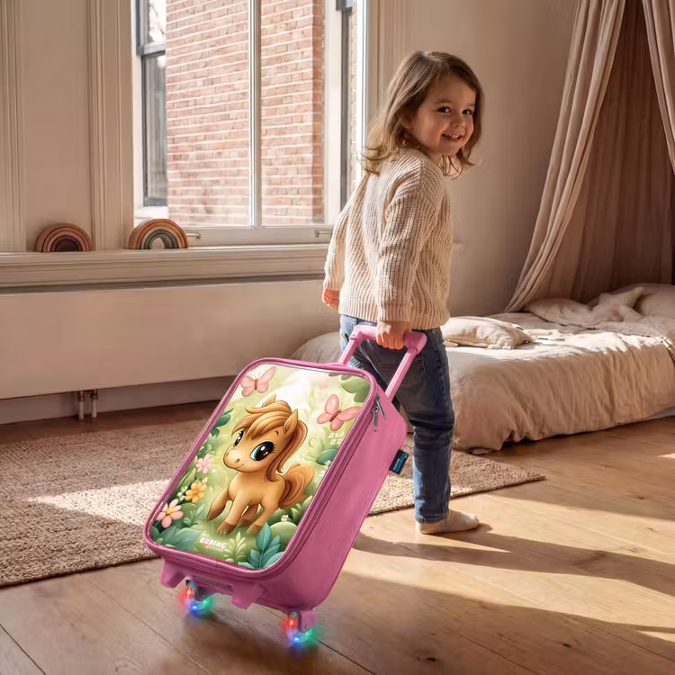 Valise enfant - Rose - Cheval - Fleurs - Papillons — 2