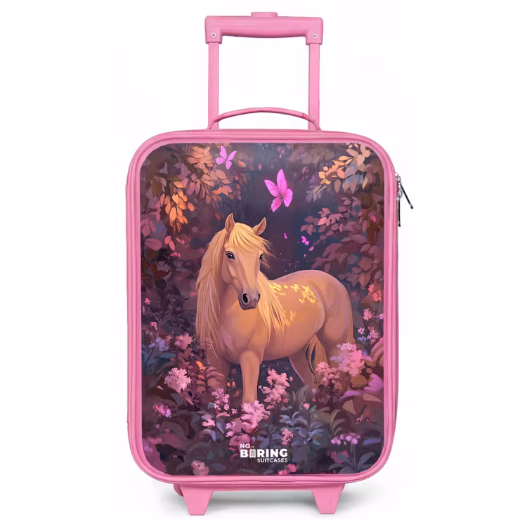Valise enfant - Rose - Cheval - Fleurs - Violet - Papillon — 1