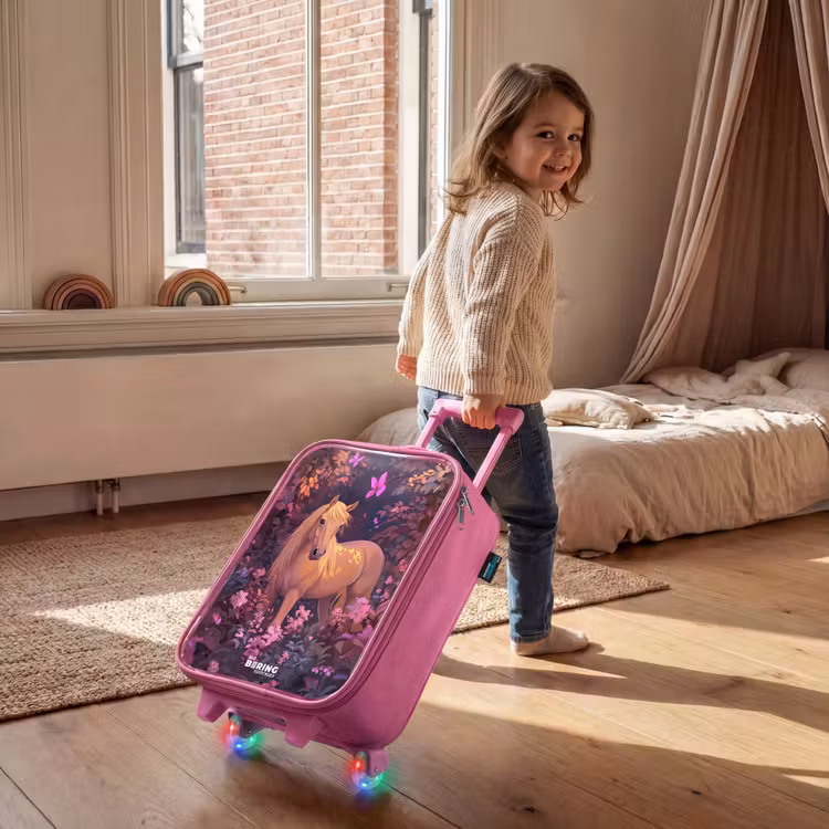 Valise enfant - Rose - Cheval - Fleurs - Violet - Papillon — 2
