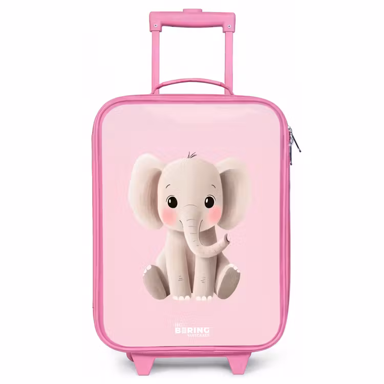 Valise enfant - Rose - Éléphant - Bébé - Fards à joues - Illustration — 1