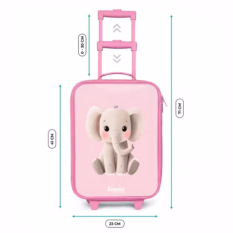Valise enfant - Rose - Éléphant - Bébé - Fards à joues - Illustration — 6