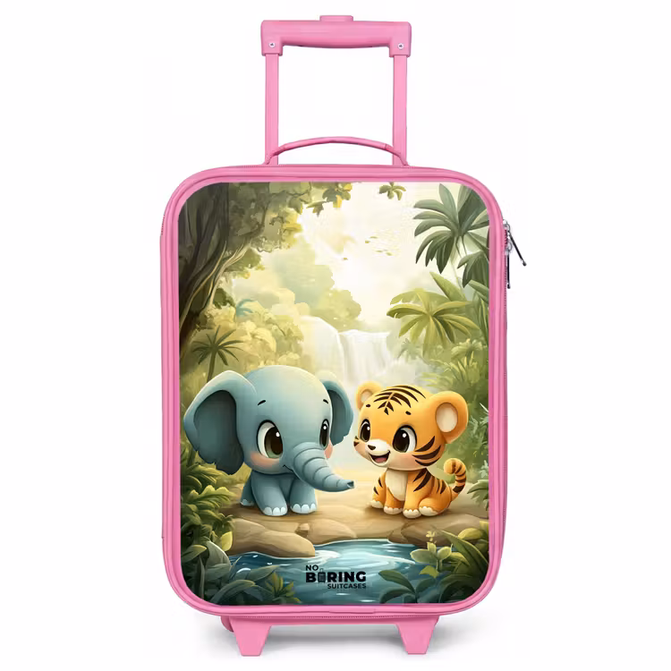 Valise enfant - Rose - Éléphant - Tigre - Forêt - Jungle — 1