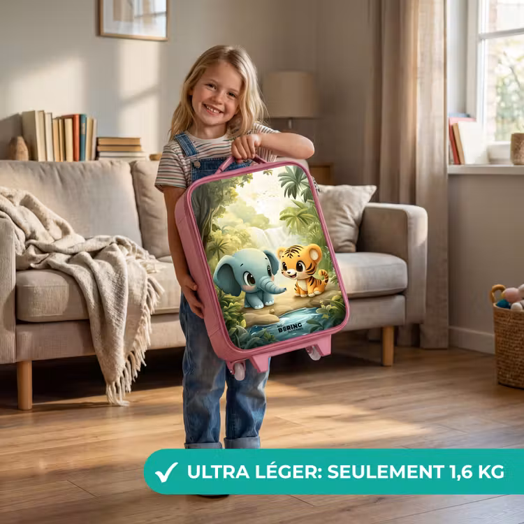 Valise enfant - Rose - Éléphant - Tigre - Forêt - Jungle — 3
