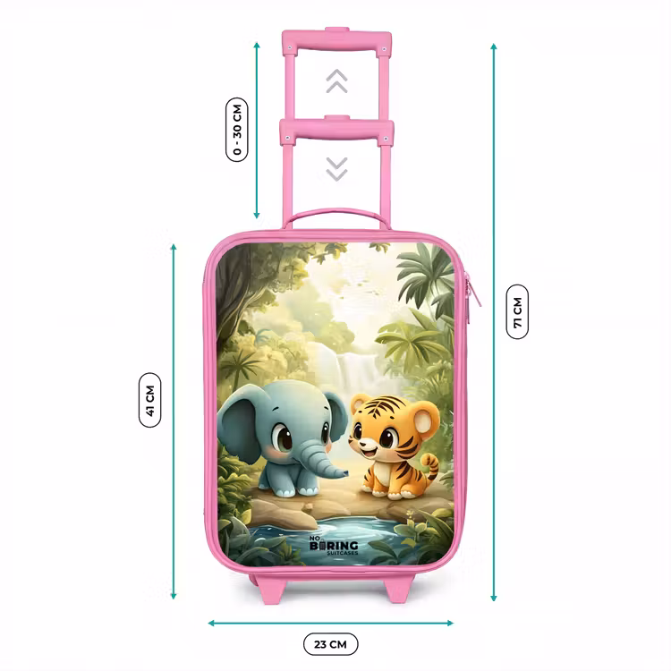 Valise enfant - Rose - Éléphant - Tigre - Forêt - Jungle — 6