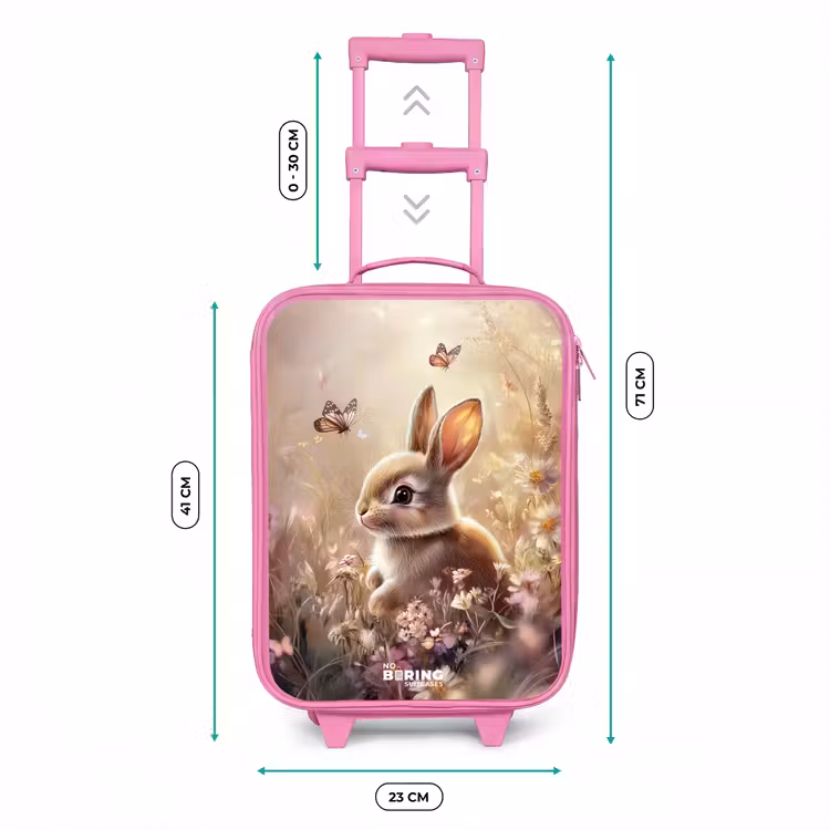 Valise enfant - Rose - Fleurs - Marron - Lapin - Papillon — 6