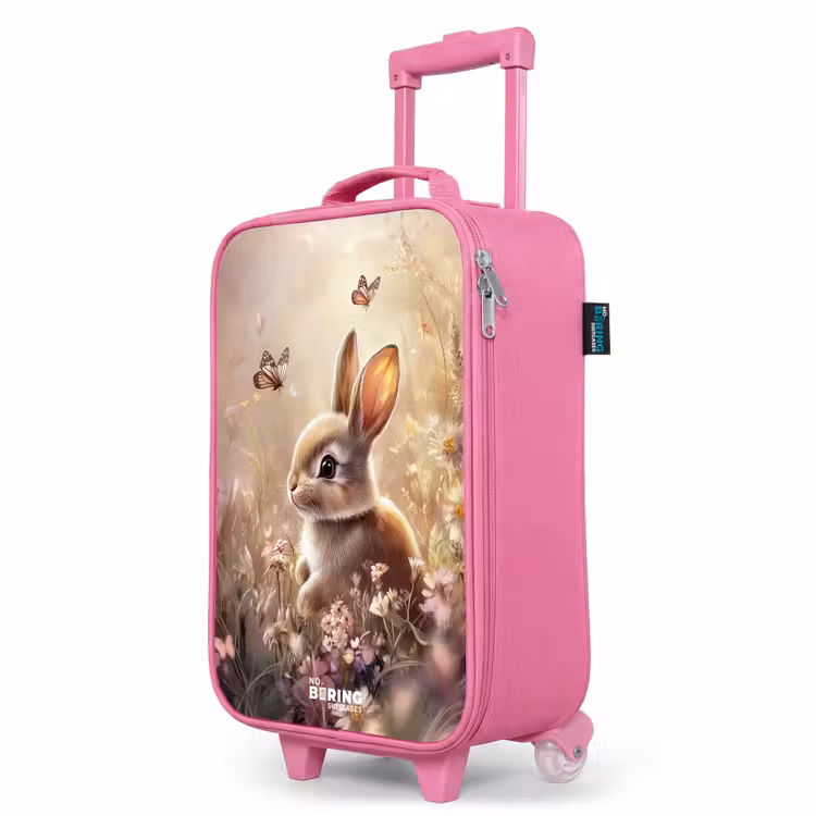 Valise enfant - Rose - Fleurs - Marron - Lapin - Papillon — 8