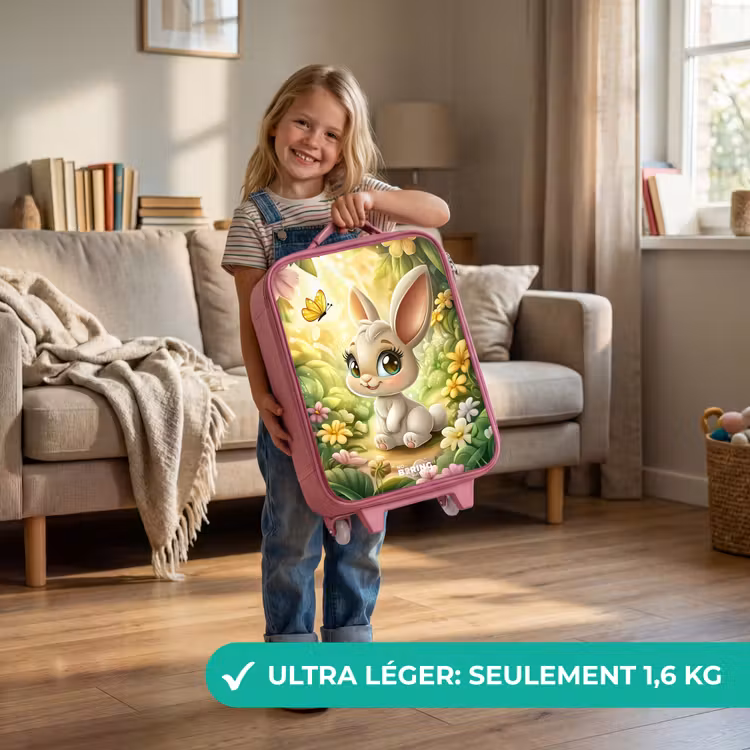 Valise enfant - Rose - Lapin - Soleil - Conte de fées - Papillon — 3