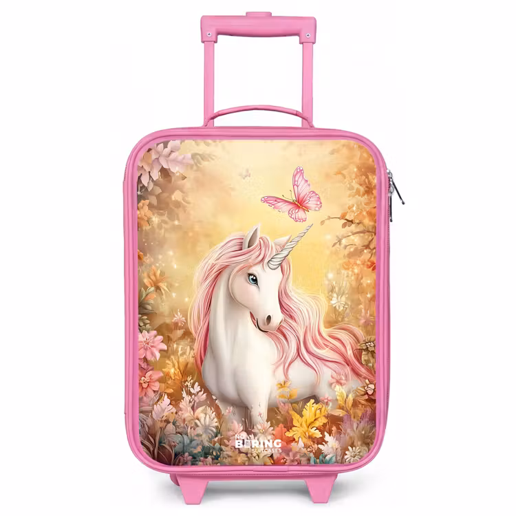 Valise enfant - Rose - Licorne - Papillon - Rose - Crinière — 1