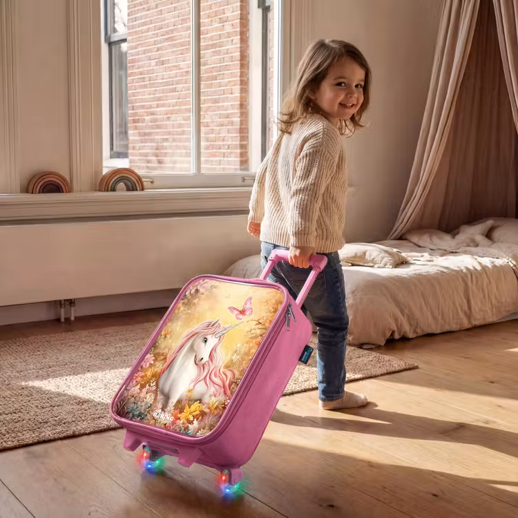 Valise enfant - Rose - Licorne - Papillon - Rose - Crinière — 2