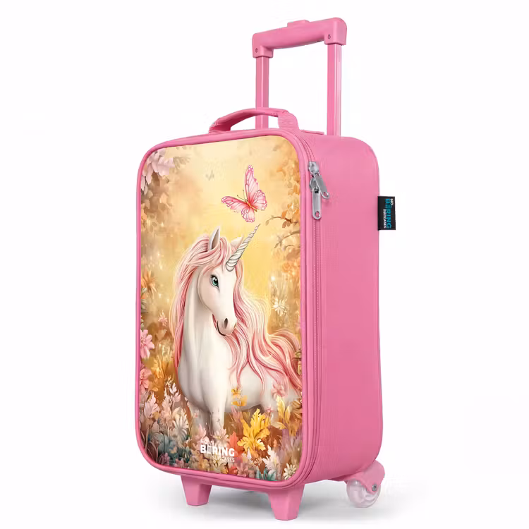 Valise enfant - Rose - Licorne - Papillon - Rose - Crinière — 8