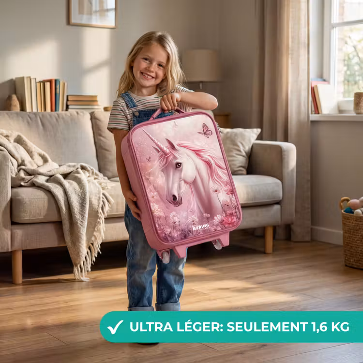 Valise enfant - Rose - Licorne - Rose - Papillons - Fleurs — 3