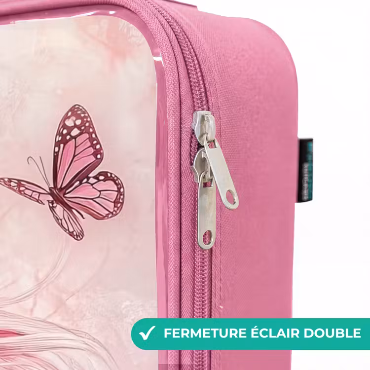 Valise enfant - Rose - Licorne - Rose - Papillons - Fleurs — 7
