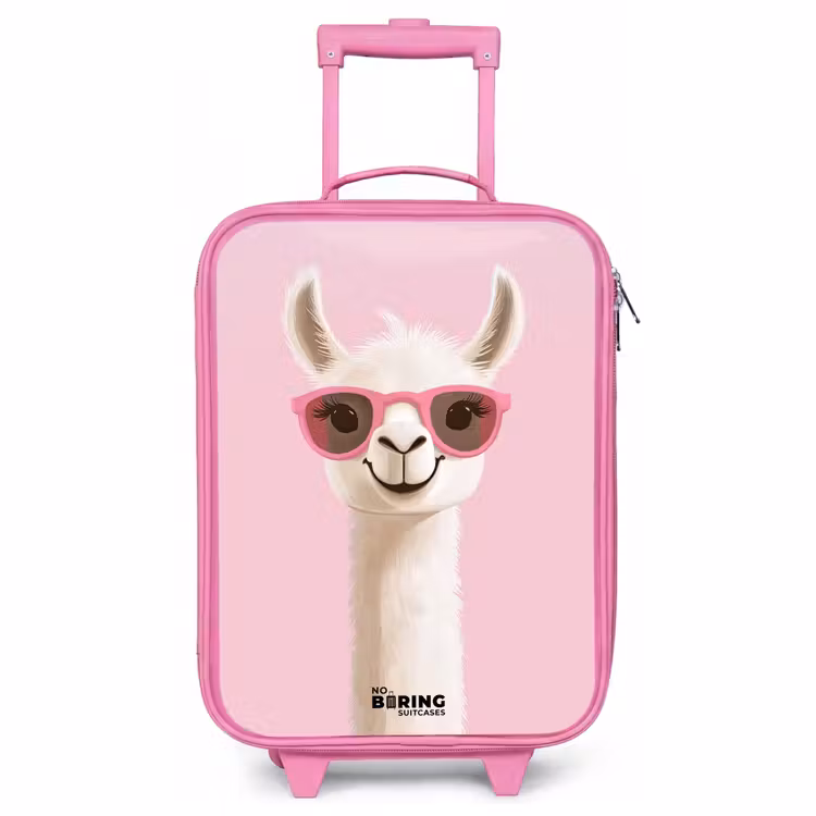 Valise enfant - Rose - Llama - Blanc - Lunettes de soleil - Cils — 1