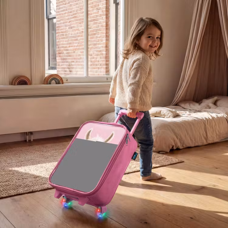 Valise enfant - Rose - Llama - Blanc - Lunettes de soleil - Cils — 2