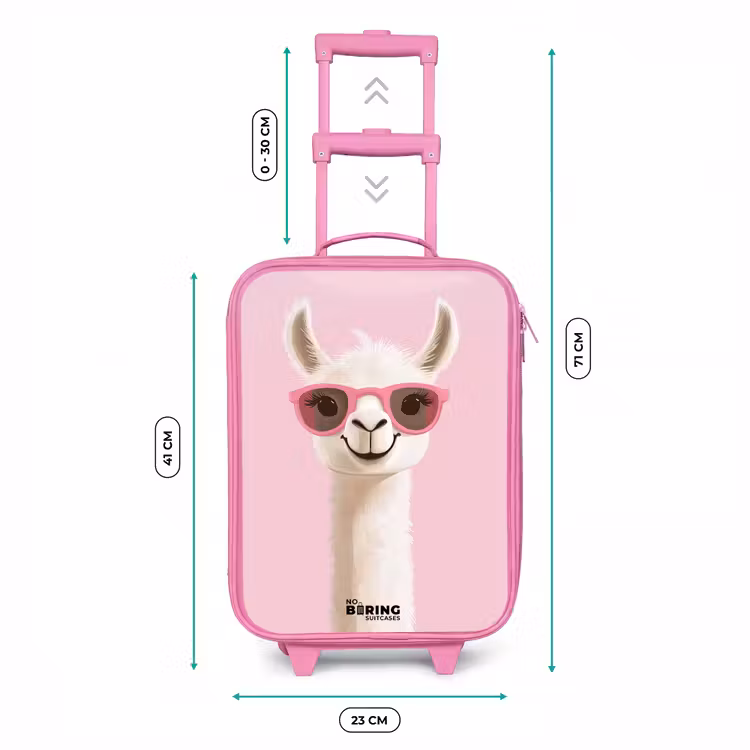 Valise enfant - Rose - Llama - Blanc - Lunettes de soleil - Cils — 6