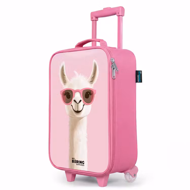 Valise enfant - Rose - Llama - Blanc - Lunettes de soleil - Cils — 8