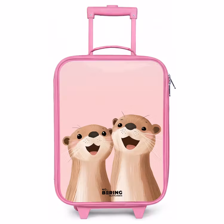 Valise enfant - Rose - Loutre - Sourire - Rose - Illustration — 1