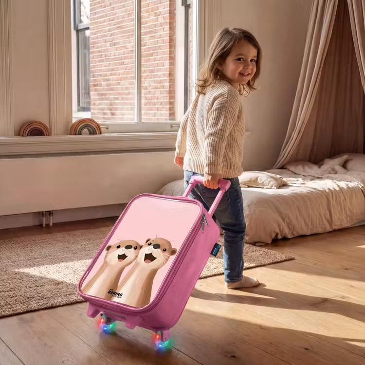 Valise enfant - Rose - Loutre - Sourire - Rose - Illustration — 2