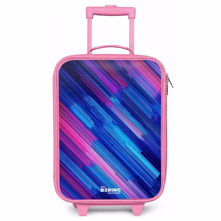 Valise enfant - Rose - Néon - Rayures - Abstrait - Bleu - Rose — 1